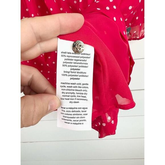 Nautica Jeans Red and White Polka Dot Pintuck Sleeve Pleated Blouse Size L - Picture 11 of 13